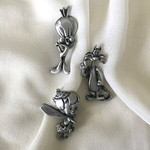 Vintage Tweety Bird, Sylvester The Cat, & Bamm-Bamm Rubble Pins
